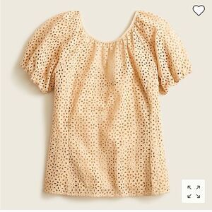 NWT J CREW Eyelet Puffed Sleeve Top with Camisole and Tie V Back